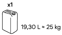 19,30 L / 25 KG