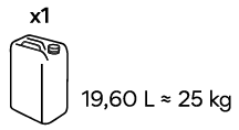 19,60 L / 25 KG